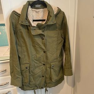 Olive canvas Jacket with big pockets furry inside by Abound bought at LF